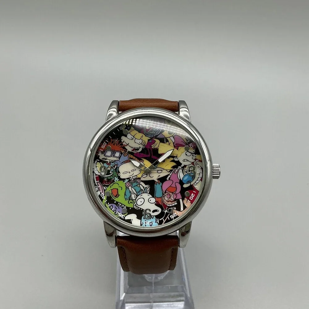 Nickelodeon Rewind Mens Watch 46mm Rugrats Arnold Rocko's Leather New Battery